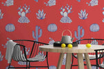 plant cactus peel and stick red wallpaper diy