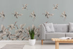 animal bird print diy peel and stick wallpaper blue