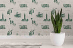 green toile peel and stick wallpaper