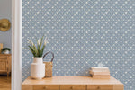 Modern abstract geometric blue peel and stick wallpaper french