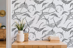 grey  bird animal abstract modern peel and stick wallpaper