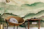 forrest green watercolor modern peel and stick wallpaper