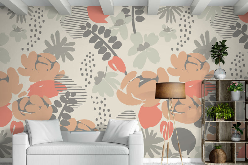 peel and stick wallpaper peach florals