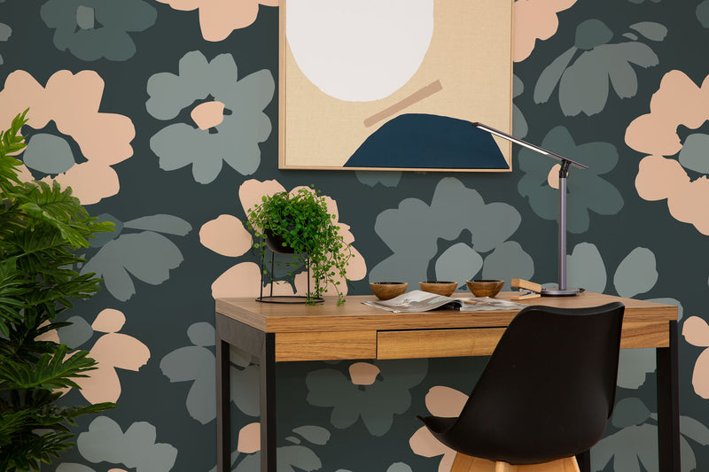 diy peel and stick wallpaper peach black floral print