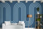 blue modern geometric abstract peel and stick wallpaper