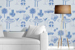 vegas toile blue peel and stick wallpaper