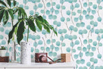 teal modern botanical peel and stick wallpaper