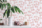 blush modern botanical peel and stick wallpaper