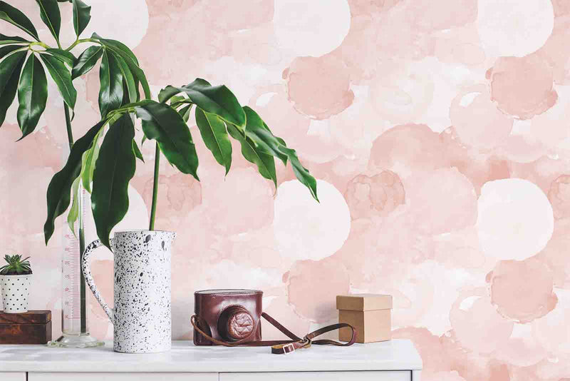 blush watercolor abstract modern peel and stick wallpaper